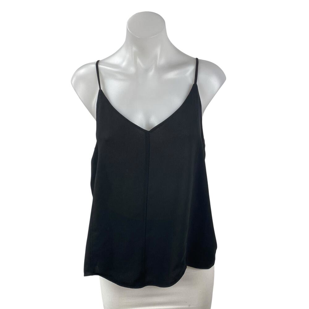 Decker Women's Black Sleeveless V Neck Thin Strap Cami Camisole Tank Top Size L